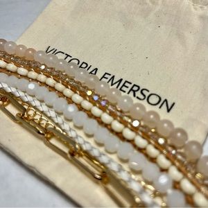 Victoria Emerson 7 strand Cuff Bracelet with a mix of Crystals, Chains & Beads.